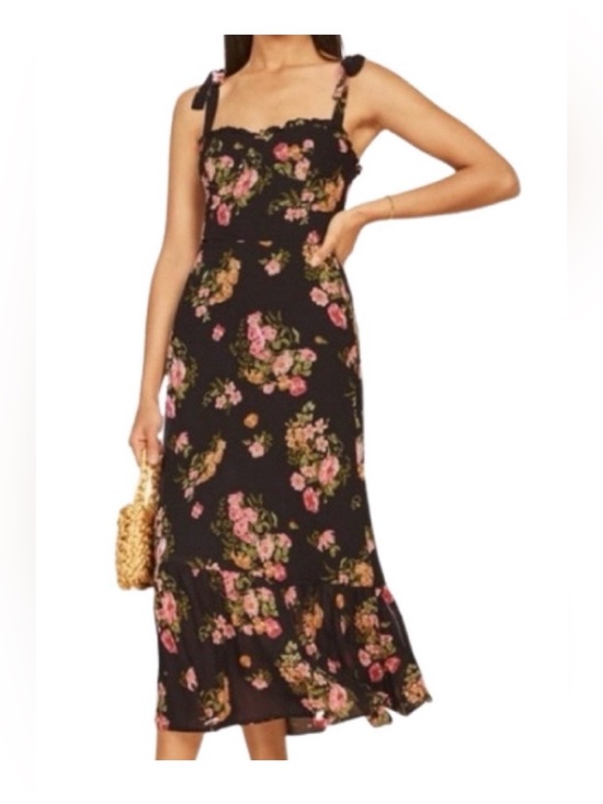 Reformation Dresses & Skirts - Reformation Nikita 12 Black Floral Tie-Strap Midi Dress